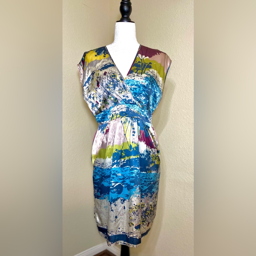 Akiko Silk Pockets Midi Empire Waist Dress